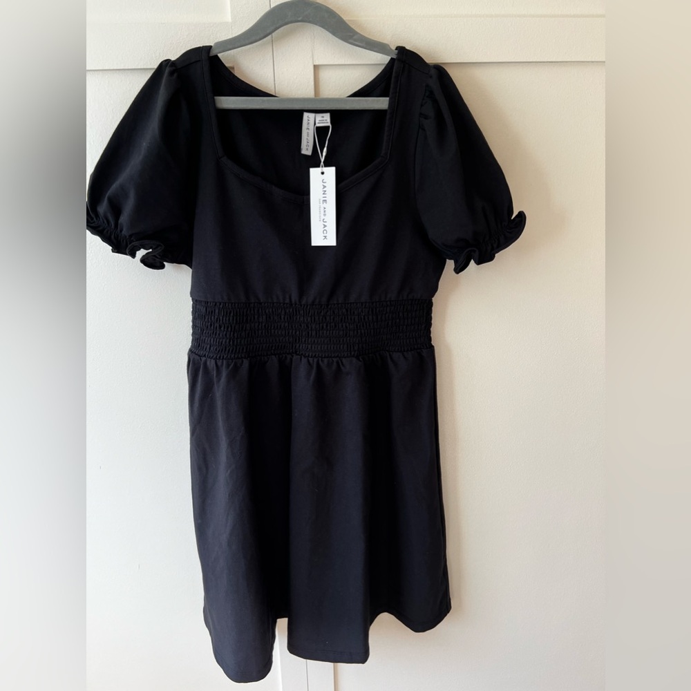 Janie And Jack NWT Kids Black Smocked Puff Sleeve‎ Dress Girls Size 16
